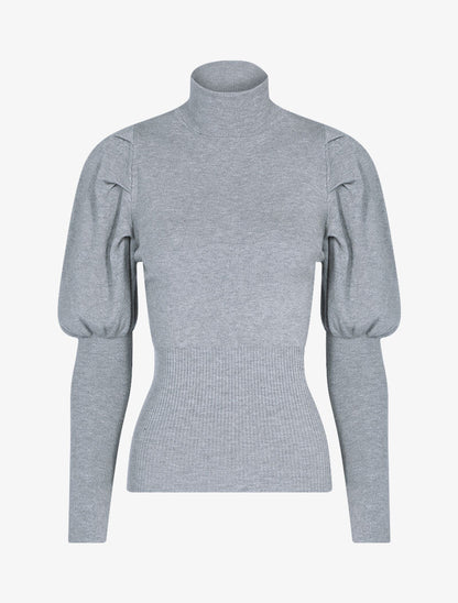 Pull doux à manches gigot - gris clair - 2