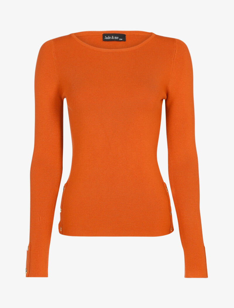 Pull doux à détails boutonnés - orange - 1