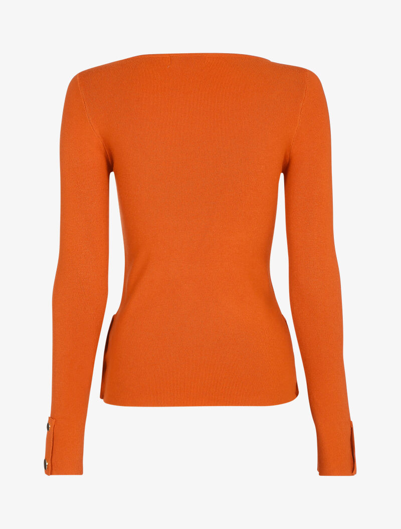Pull doux à détails boutonnés - orange - 2