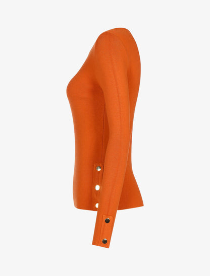 Pull doux à détails boutonnés - orange - 3
