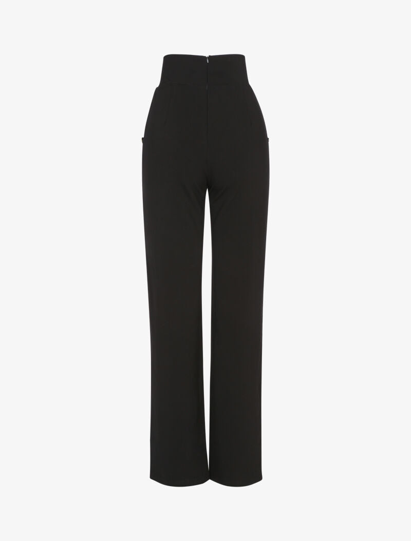Pantalon flare à boutonnières décoratives - noir - 2