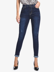 Jean slim basique griffé - bleu denim - 1