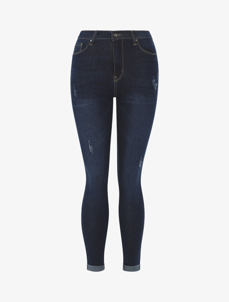Jean slim basique griffé - bleu denim - 3