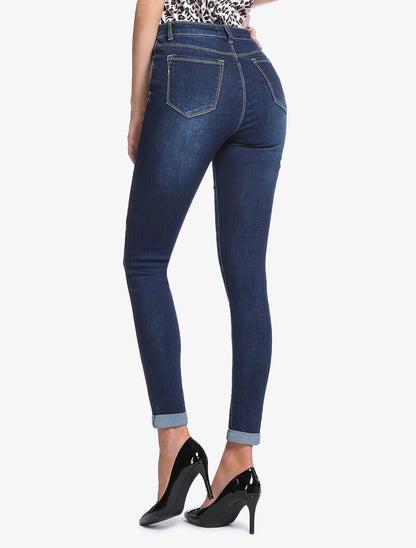 Jean slim basique taille haute - bleu denim - 2