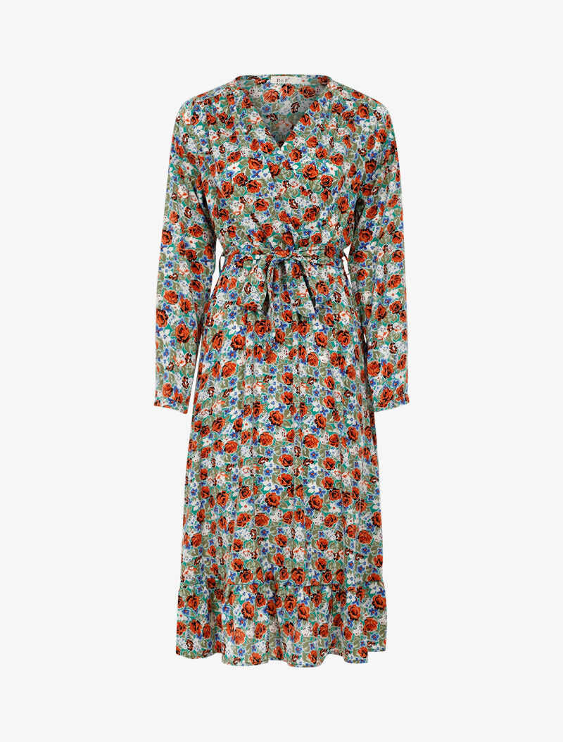 Robe mi longue à imprimé floral - vert - 1