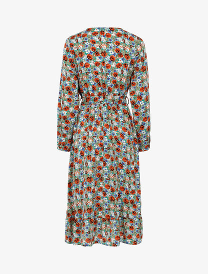 Robe mi longue à imprimé floral - vert - 2