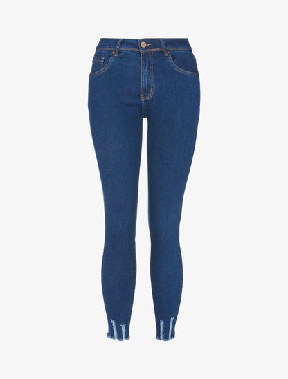 Jean basique à chevilles usées - bleu denim - 3