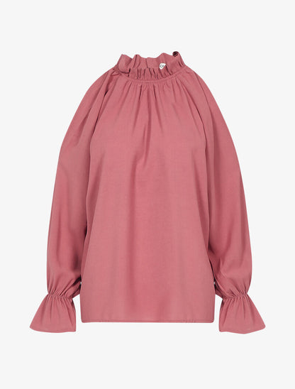 Top fluide à épaules dénudées - rose foncé - 1