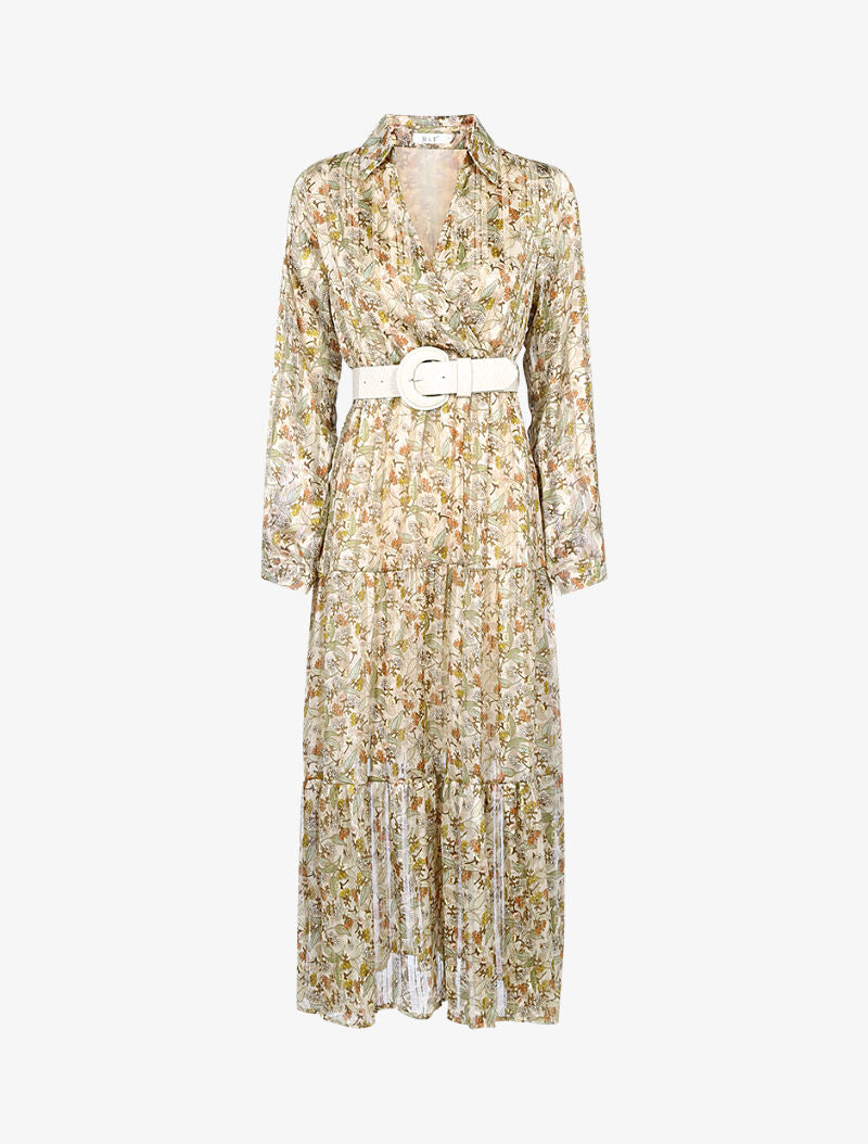 Robe légère en voile imprimé fleurs sauvages - beige - 3
