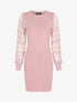 Robe-pull à manches en dentelle - rose - 1