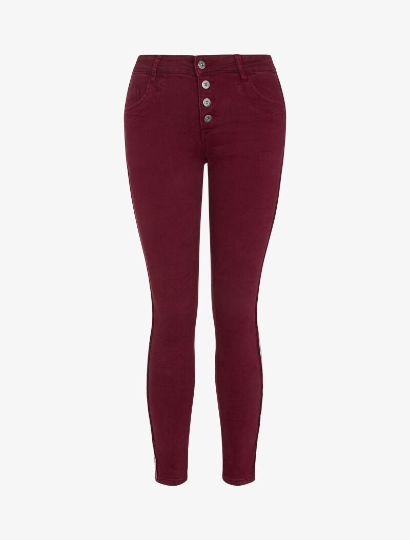 Jean à liserés contrastants - lie de vin - 4