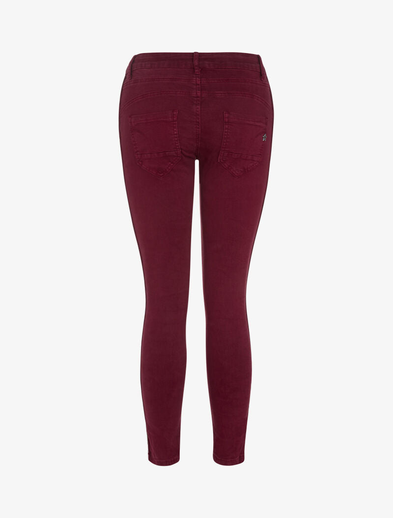 Jean à liserés contrastants - lie de vin - 2