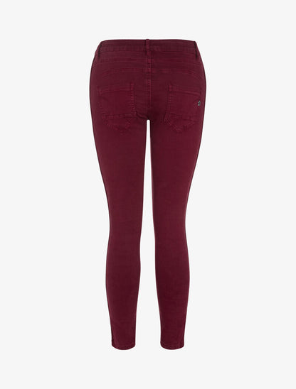 Jean à liserés contrastants - lie de vin - 2