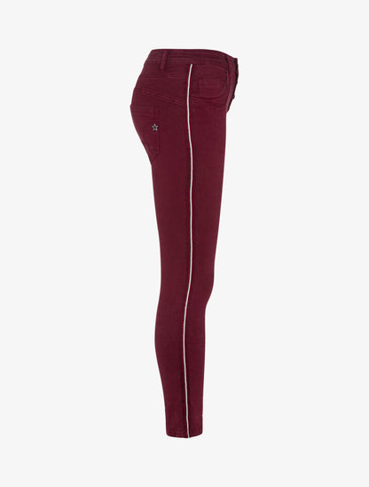 Jean à liserés contrastants - lie de vin - 3