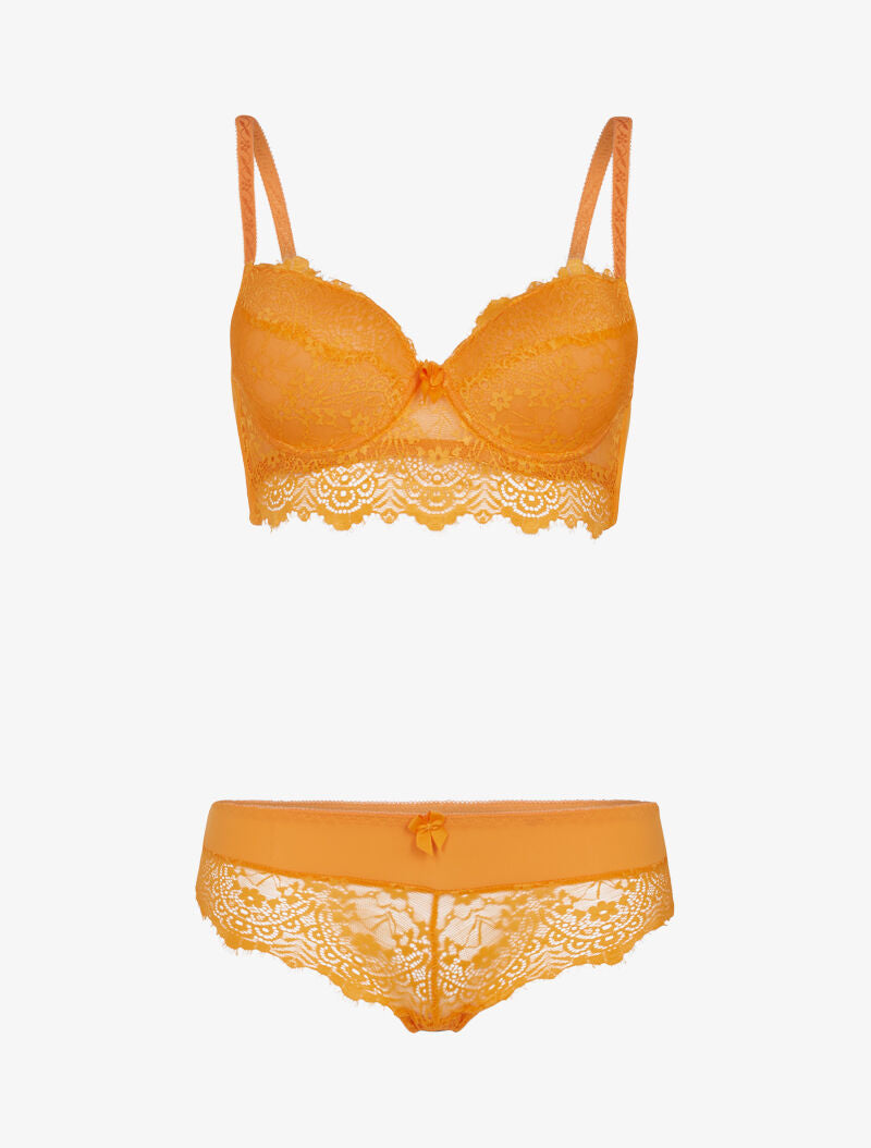 Ensemble bustier en dentelle - orange - 3