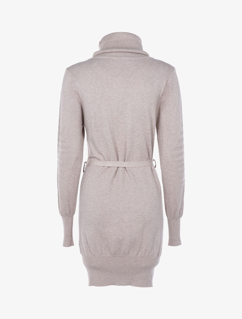 Robe-pull à détails tressés et côtelés - beige - 2