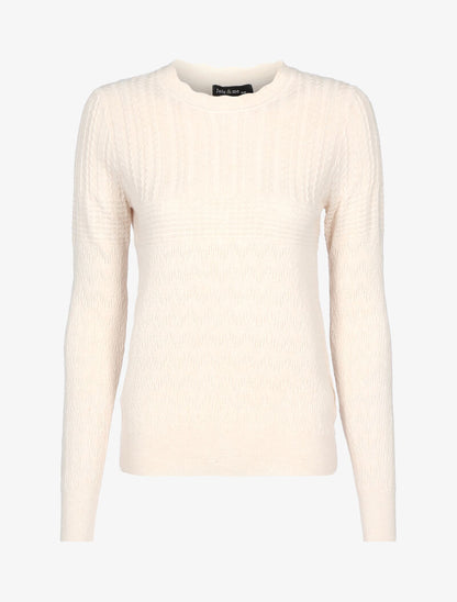 Pull court à détails géométriques texturés - beige - 3