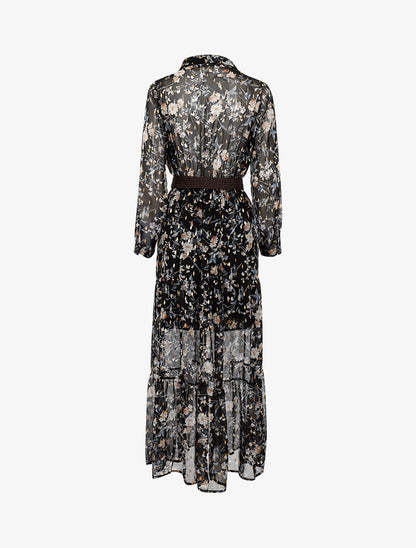 Robe bohème imprimé fleurs des champs - noir - 2