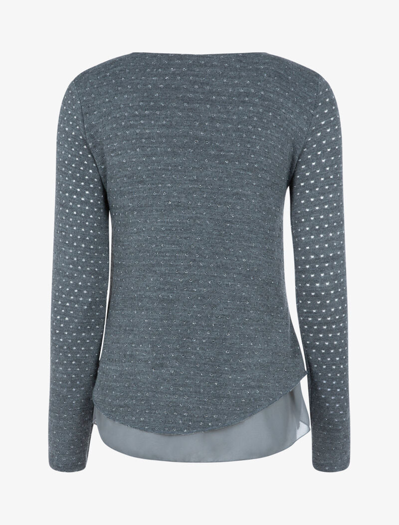 Top en maille à imprimé moucheté brillant - gris foncé - 2