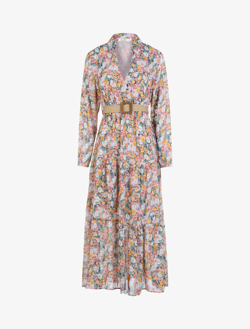 Robe longue à imprimé floral - vert - 1