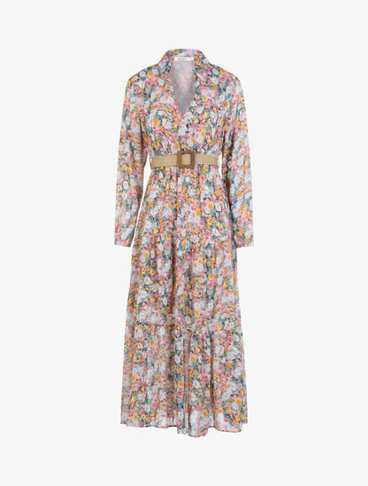 Robe longue à imprimé floral - vert - 1