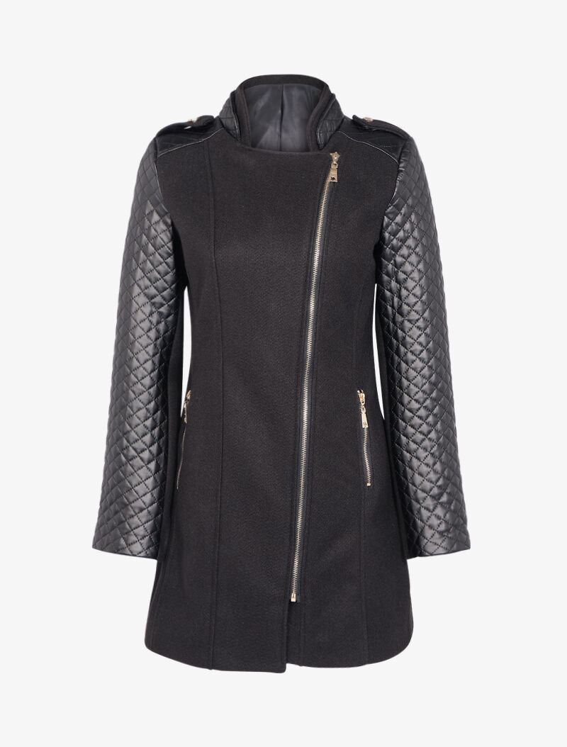 Manteau à empiècements matelassés - noir - 1