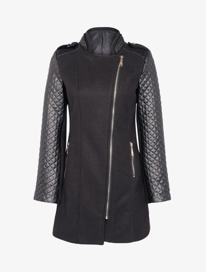 Manteau à empiècements matelassés - noir - 1