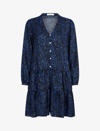 Robe à imprimé graphique et détails irisés - bleu électrique - 3