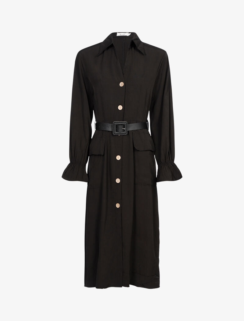Robe fluide à boutons contrastants - noir - 1