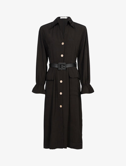 Robe fluide à boutons contrastants - noir - 1