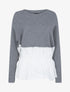 Pull bi matière à bord volanté - gris clair - 1