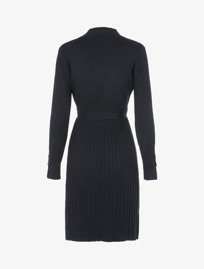 Robe gaufrée à manches bishop - noir - 2
