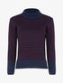Pull rayé à dos plus long - marine/bordeaux - 3