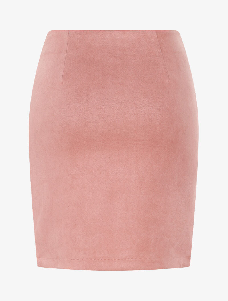 Jupe en suédine style portefeuille drapé - rose - 2