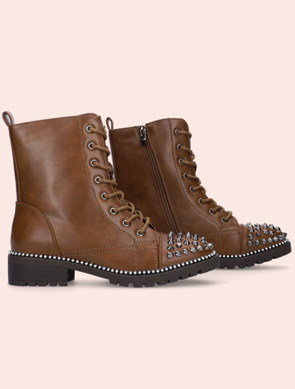 Bottines à bouts ornés de picots - marron - 1