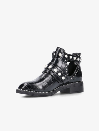 Bottines perlées à découpes - noir - 5