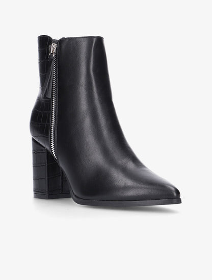 Bottines pointues à contrefort effet croco - noir - 2