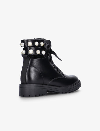 Boots à découpe et lacets ruban - noir - 5