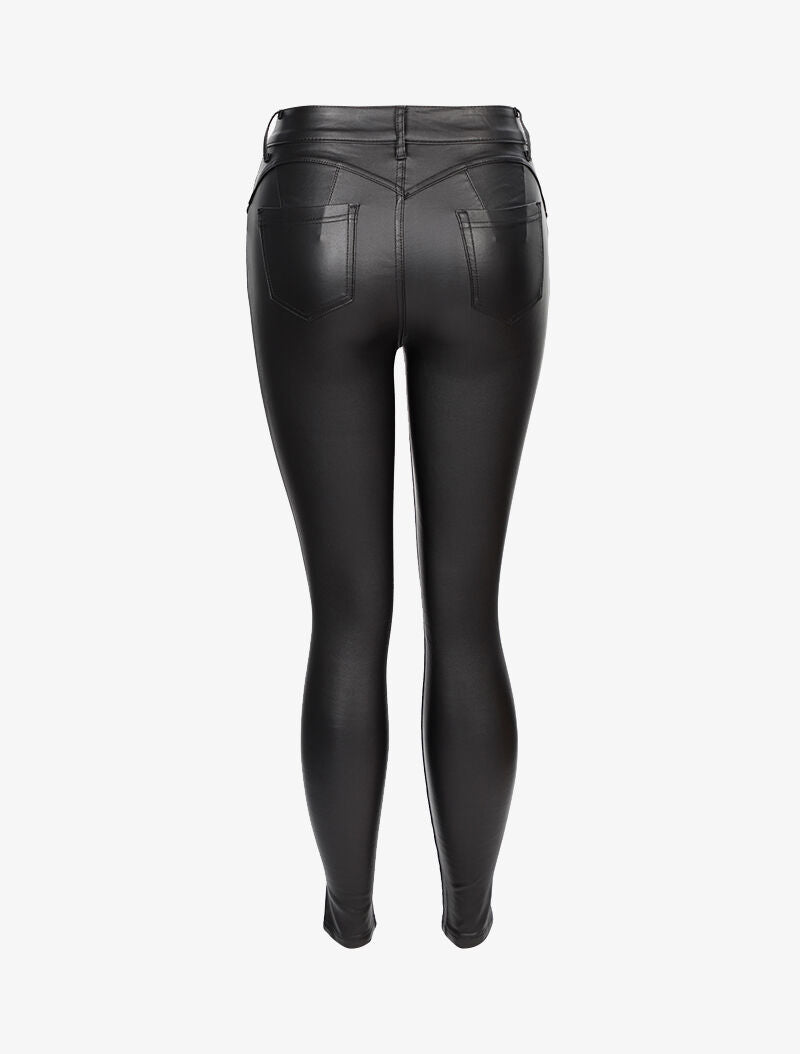 Jean en simili à coutures arrière stylisées - noir - 3