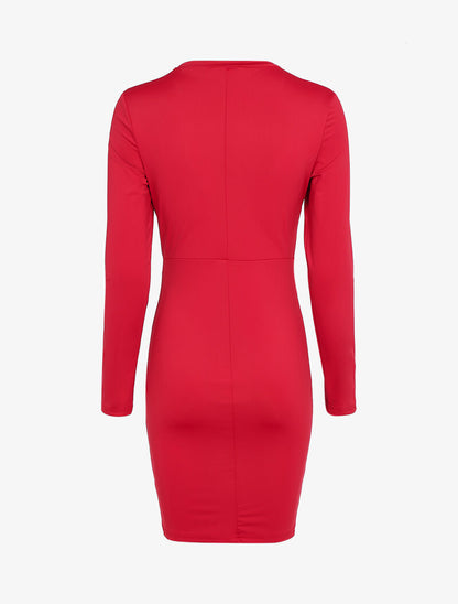 Robe stretch à découpe - rouge - 2