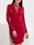 Robe à col montant strassé - rouge - 4