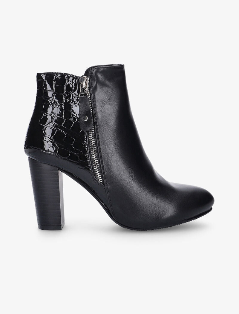 Bottines à talons et contrefort écailles - noir - 2