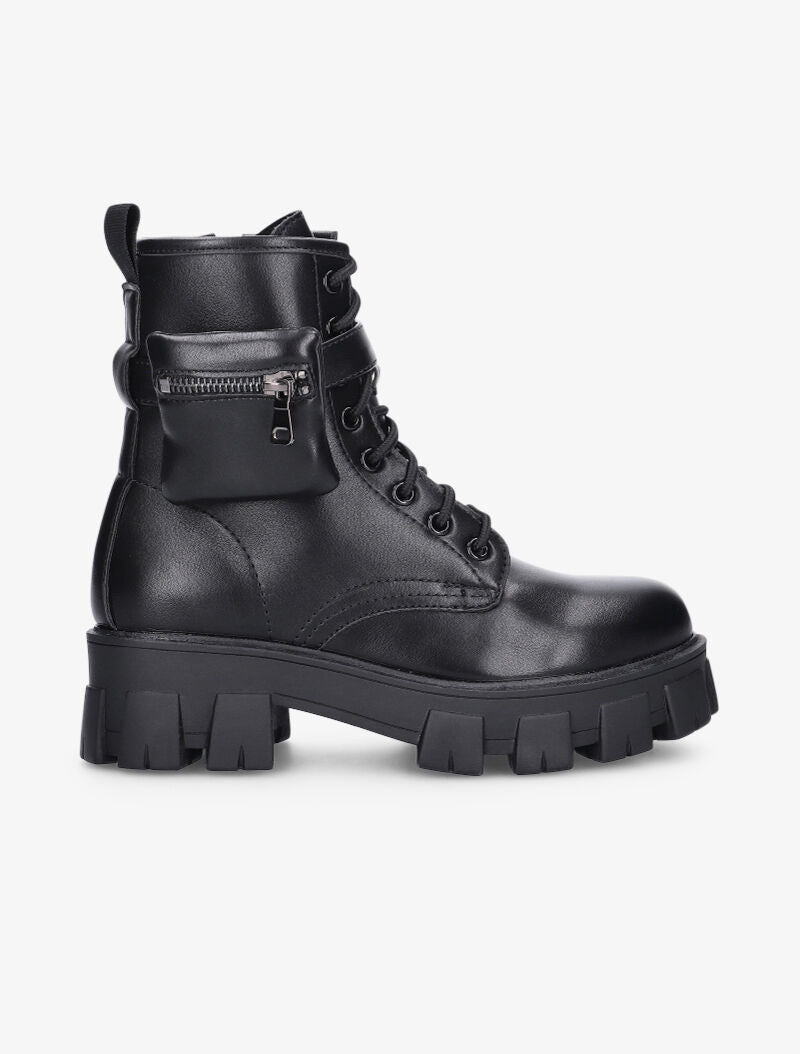 Boots à gros crans et pochette amovible - noir - 1