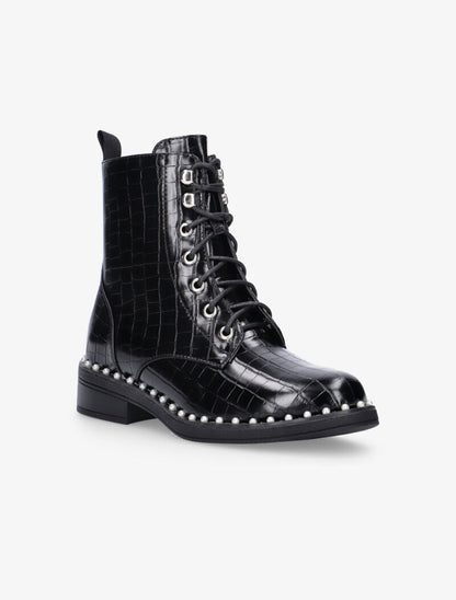 Boots croco à tour de semelle perlé - noir - 2