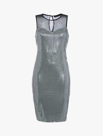 Robe irisée à détail ajouré - argent - 3