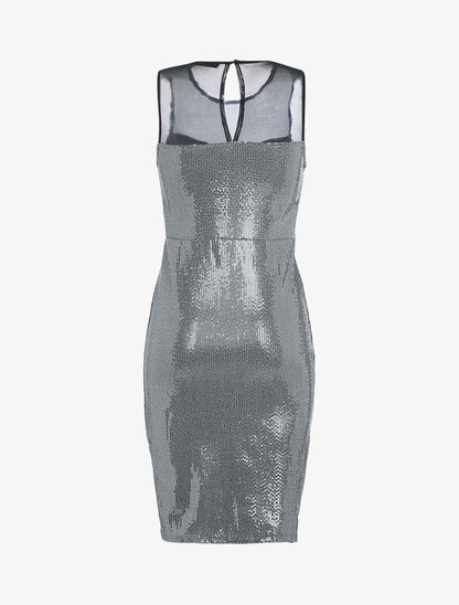 Robe irisée à détail ajouré - argent - 2
