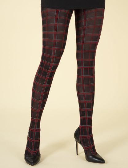 Collants à imprimé tartan - noir - 2