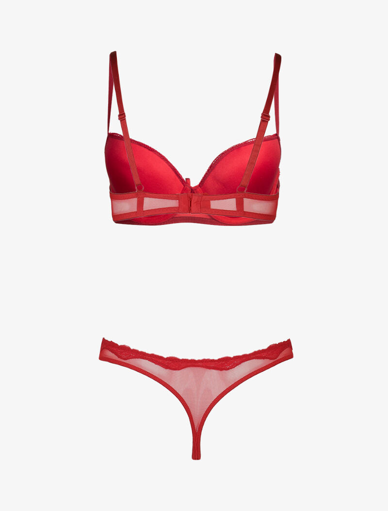 Ensemble push up satiné - rouge - 2