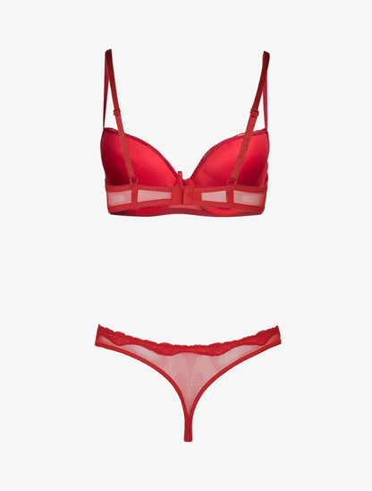 Ensemble push up satiné - rouge - 2