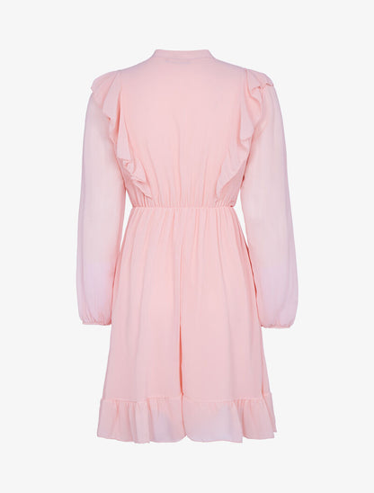 Robe volantée en voile - rose - 2